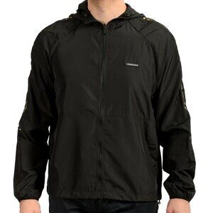 Versace Men's Black Greeca Stripe Hooded Full Zip Windbreaker Jacket US S IT 48